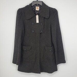 Women's Anthropogie Tulle Wool Blend Peacoat Size Small‎ NEW